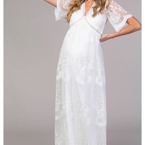 Never worn!!!! PinkBlush Maternity white gown. Brand new with tags